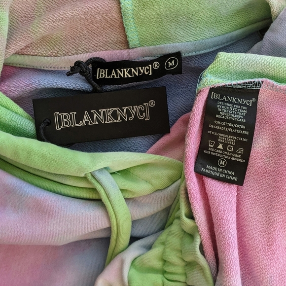 Blank NYC Hoodie Tie Dye Long Sleeve Pullover Ruched Hem Ties Multicolor M NWT - Picture 16 of 16